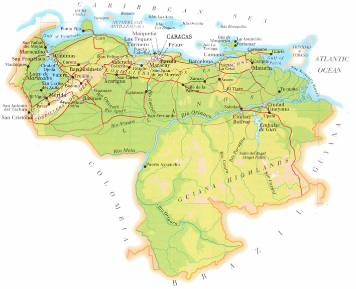 caracas map venezuela